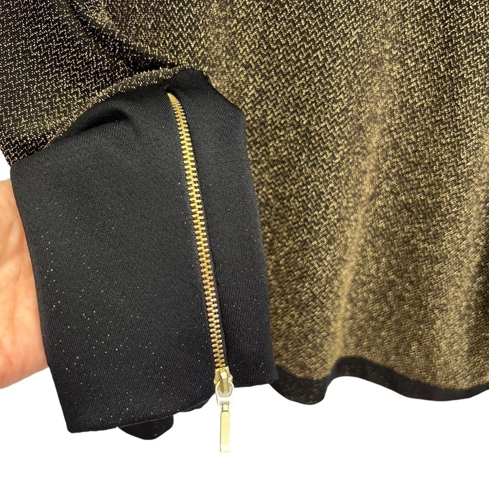 Frank Lyman Gold Metallic Batwing Top Zipper Cuffs Size S/M - Picture 6 of 11